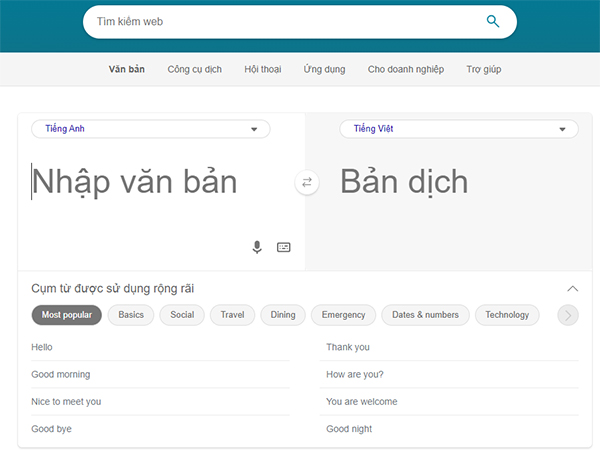 Website dịch tiếng Anh Microsoft Bing