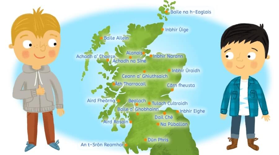 Tiếng Scottish Gaelic chủ yếu được nói ở vùng cao nguyên và quần đảo phía Tây của Scotland 