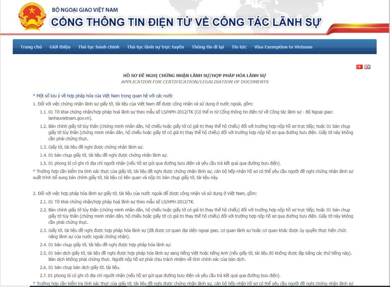  Điền thông tin xin hợp pháp hóa lãnh sự giấy đăng ký kết hôn theo mẫu