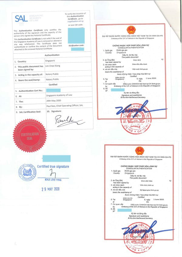 Mẫu giấy chứng nhận “Hợp pháp hóa lãnh sự”