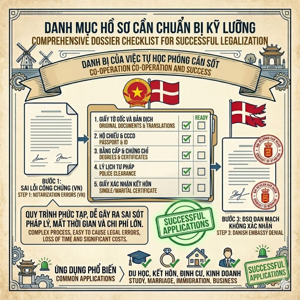 Hồ sơ hợp pháp hoá lãnh sự Đan Mạch chuẩn.