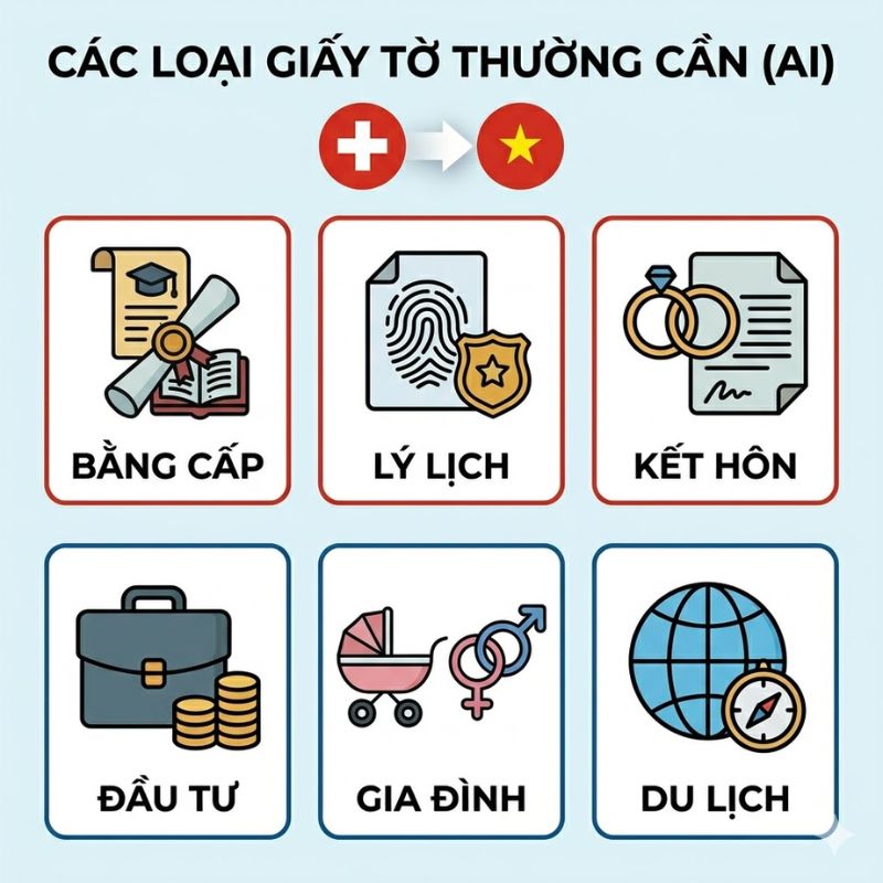 Hợp pháp hoá lãnh sự Switzerland: Kinh nghiệm thực tế và quy trình mới nhất 3 Hồ sơ cá nhân cần thiết để hợp pháp hoá lãnh sự Switzerland